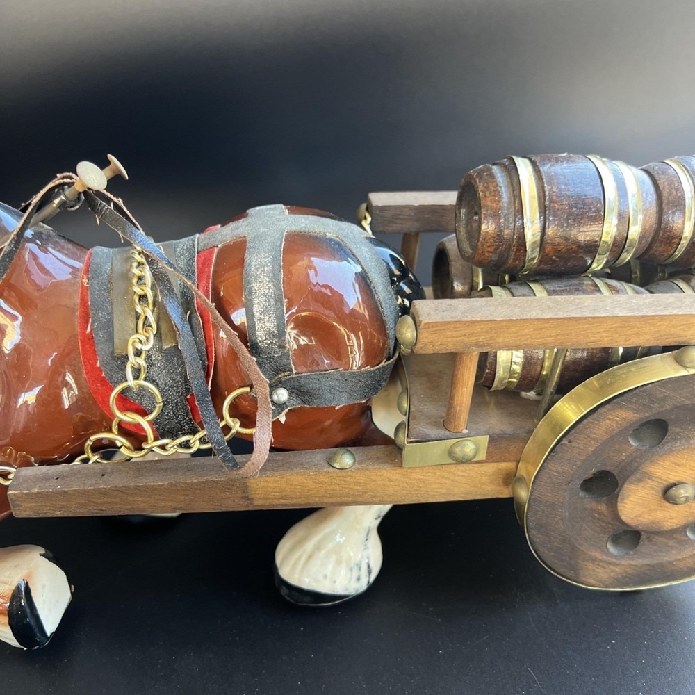 Ceramic Clydesdale Horse Pulling Barrel Cart Figurine - Picture 10 of 16